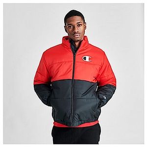 Men’s Large Red and Black Champion Puffer Jacket! Brand New With Tags!